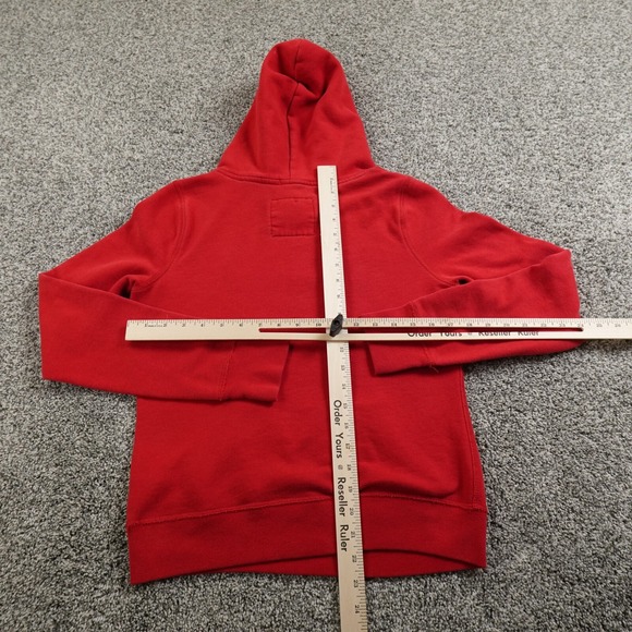 VTG Hollister Hoodie Womens L Red Pullover Sweater Sweatshirt Thermal Hood Y2K - Picture 10 of 14